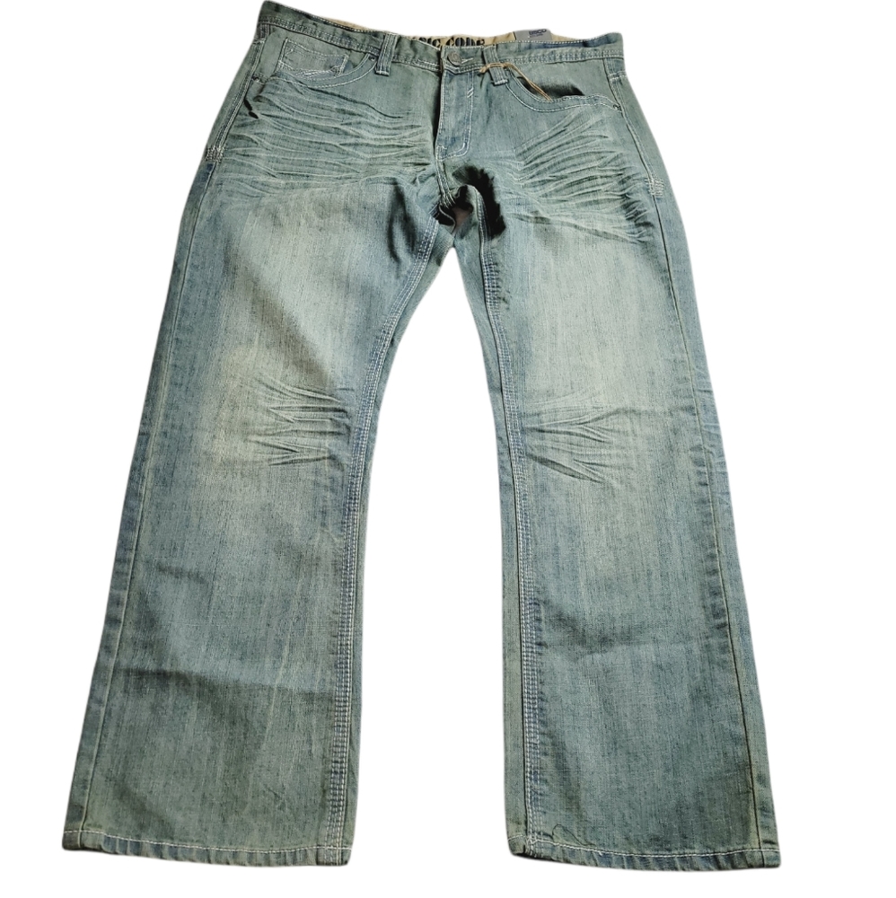 Basic Code Men's Grey Slim Straight Fit Size 36/34 Jeans